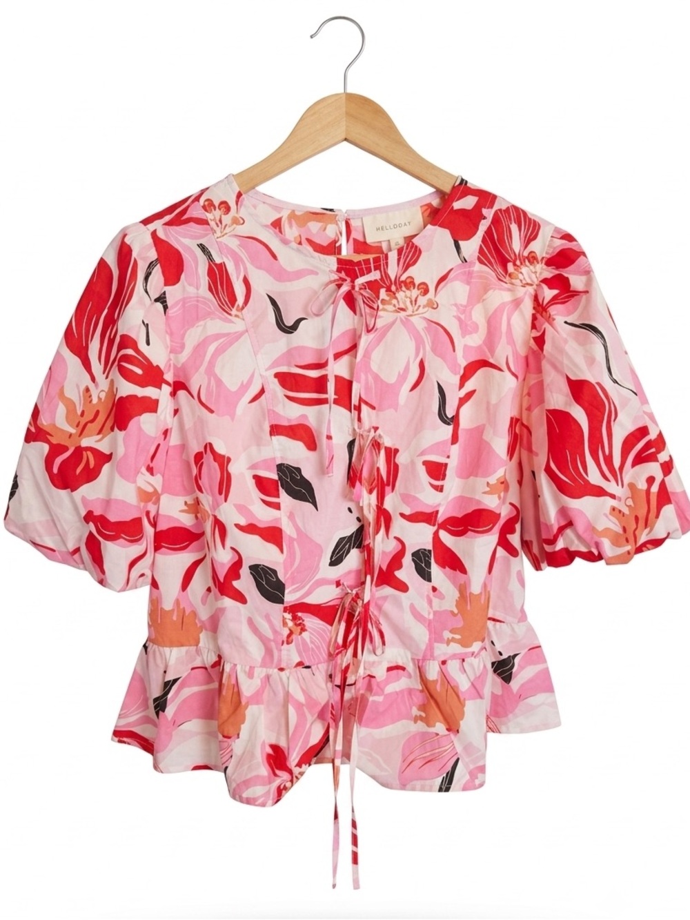 MELLODAY Tie Front Poplin Peplum Top $79
